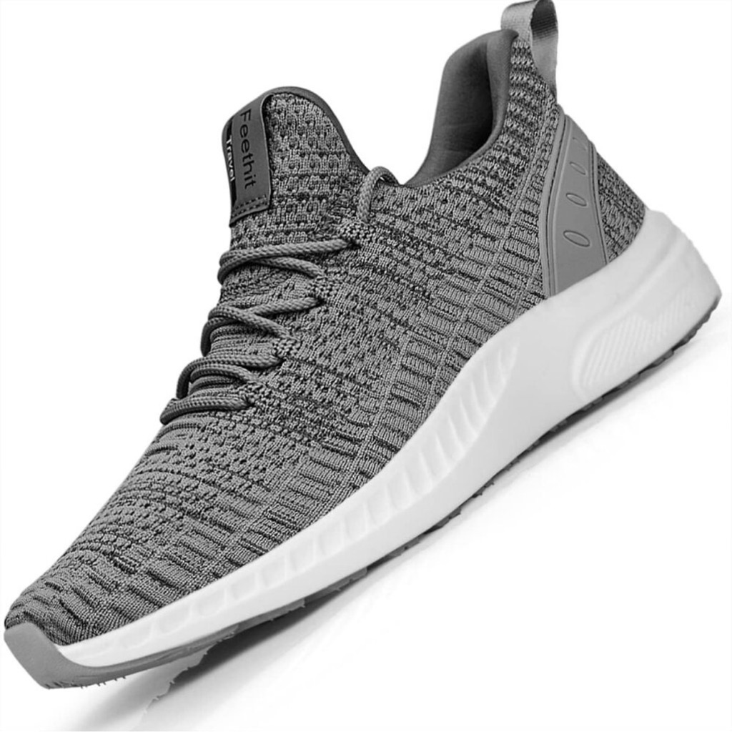 Men's Sneakers Light Gray Walking Sports Athletic Running Lightweight Shoes